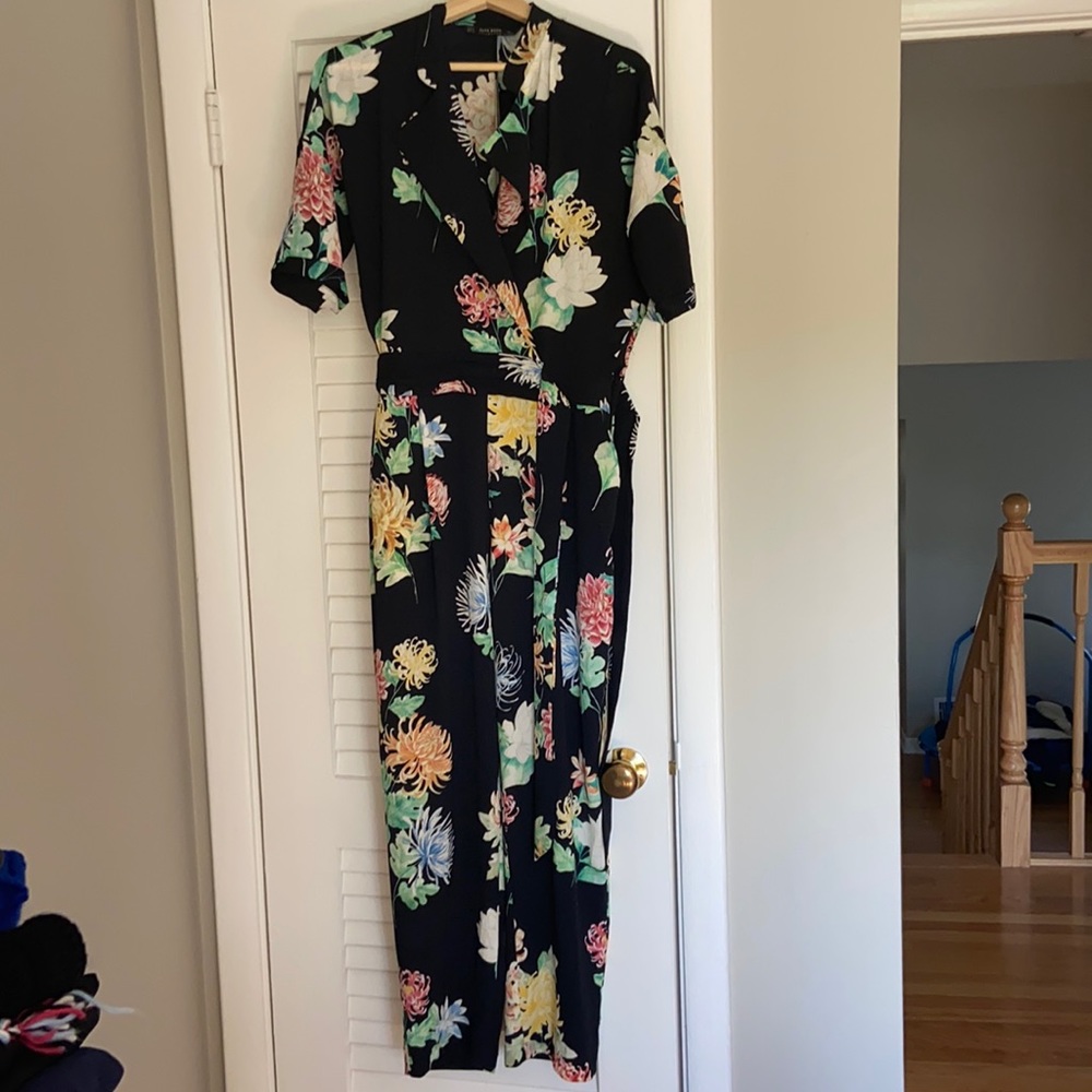 Zara Floral Jumpsuit - Black with Multicolor Print
